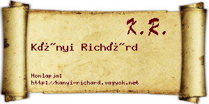 Kányi Richárd névjegykártya
